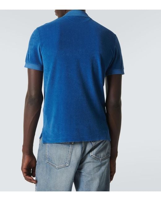 Tom Ford Blue Cotton-Blend Terry Polo Shirt for men
