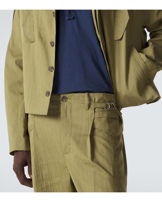 Kiko Kostadinov Green Egreta Striped Cotton-Blend Tapered Pants for men