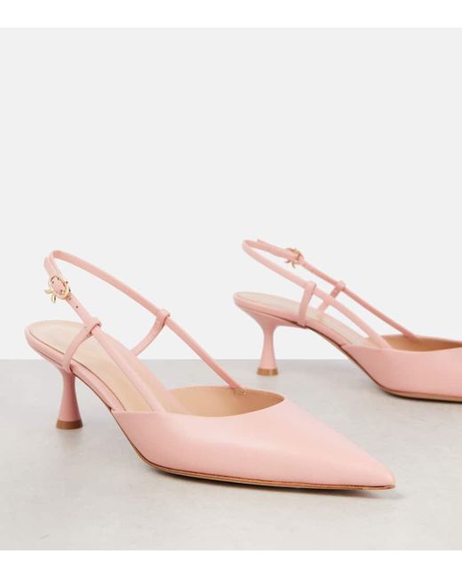 Gianvito Rossi Pink Ascent 55 Leather Slingback Pumps