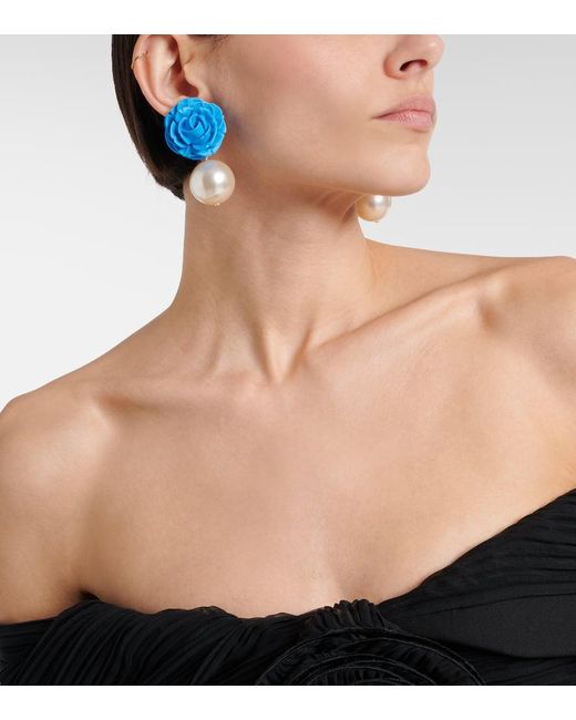 Pendientes largos con perlas sinteticas Magda Butrym de color Blue