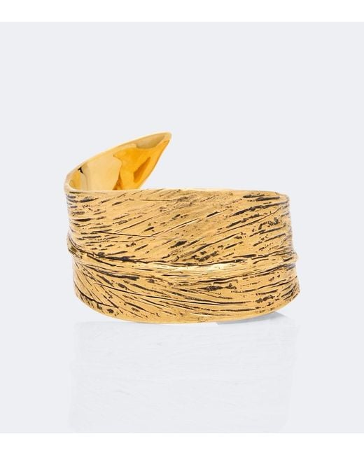 Saint Laurent Metallic Willow Leaf Cuff Bracelet
