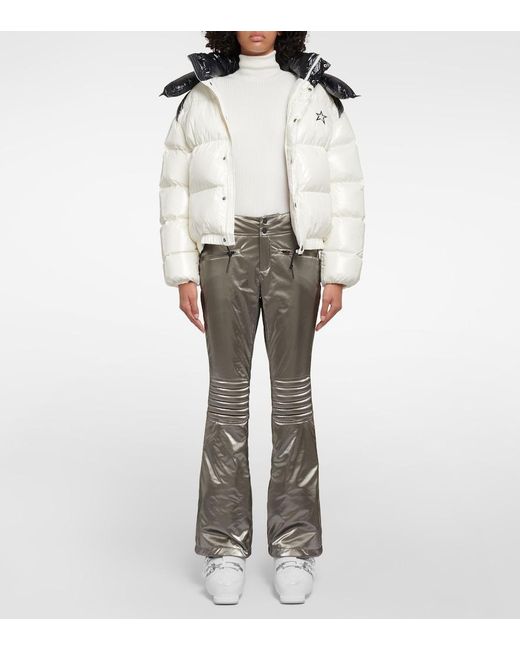 Perfect Moment Gray Aurora Low-Rise Metallic Flared Ski Pants