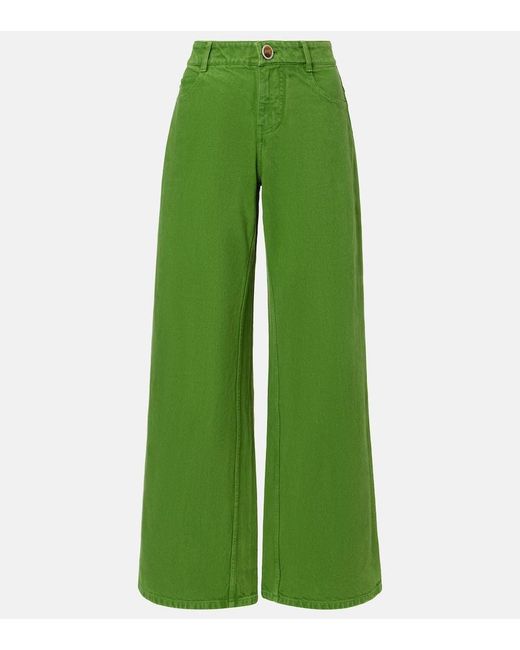 Christopher Esber Green Mid-Rise Wide-Leg Jeans