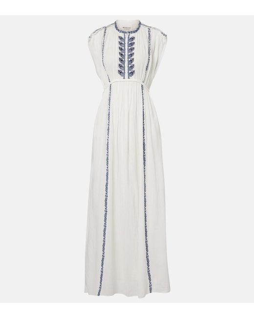 Isabel Marant White Liviane Embroidered Cotton Maxi Dress