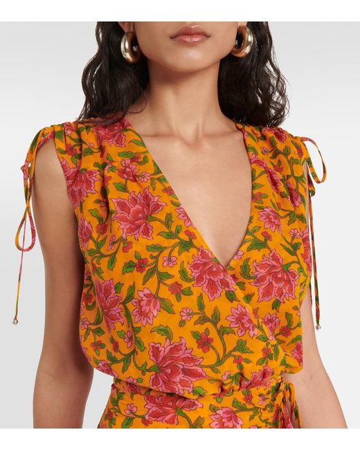 Veronica Beard Orange Dovima Silk Midi Dress