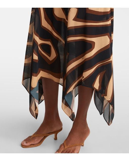 Emilio Pucci Metallic Labirinto Muslin Jersey Midi Dress