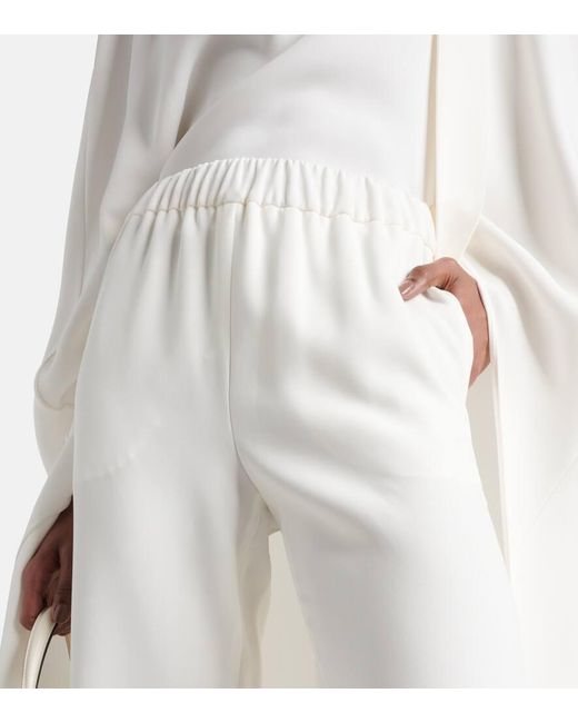 Valentino White High Rise Silk Wide-leg Pants