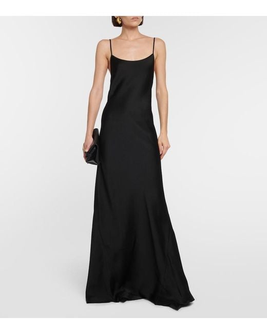 Victoria Beckham Black Satin Slip Dress