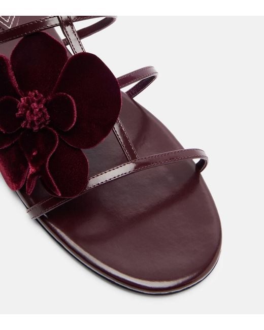 Zimmermann Brown Orchid Floral-Applique Leather Sandals