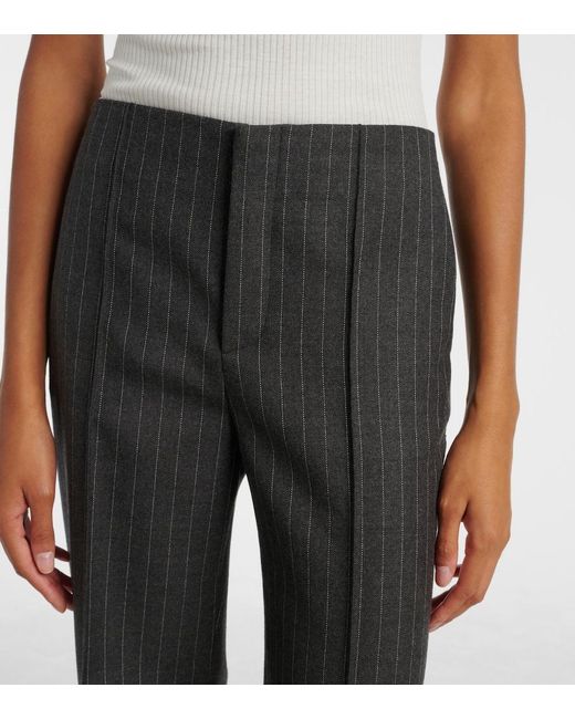 Chloé Gray Pinstriped Virgin Wool Wide-Leg Pants