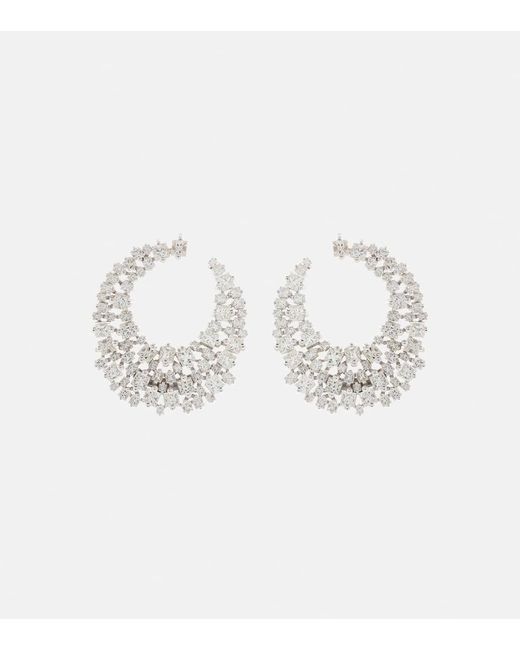 Pendiendes de aro de oro blanco de 18 ct con diamantes Suzanne Kalan de color White