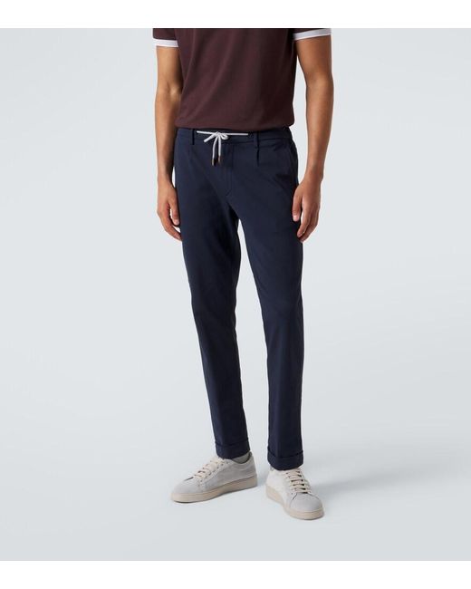 Eleventy Blue Cotton-Blend Slim Pants for men