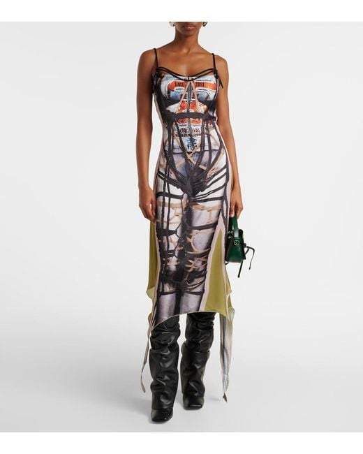 Y. Project Multicolor Bondage Printed Midi Dress