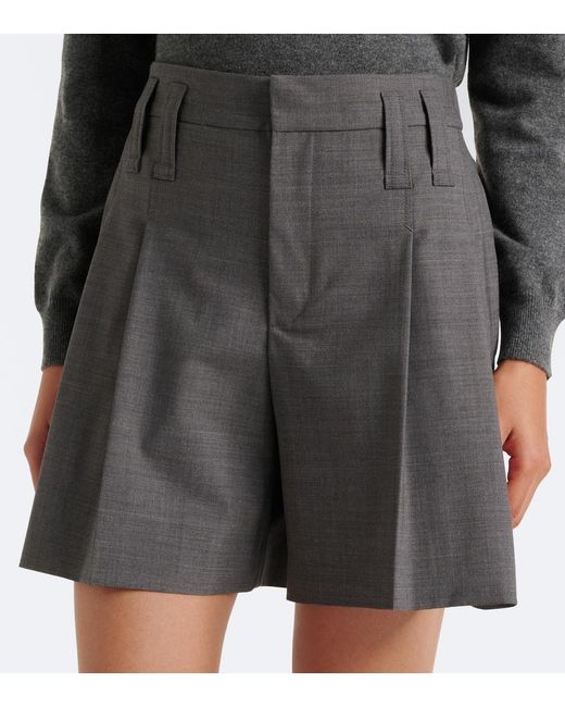 Brunello Cucinelli Gray Wool-Blend Shorts