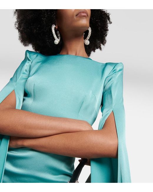 Alex Perry Green Bennett Satin Gown