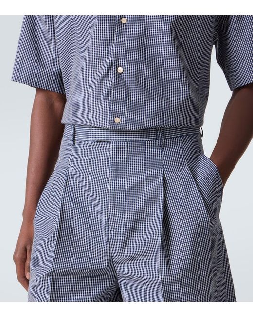 Givenchy Blue Checked Cotton Bermuda Shorts for men