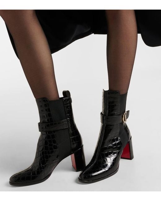 Christian Louboutin Black Ankle Boots Cl Aus Leder