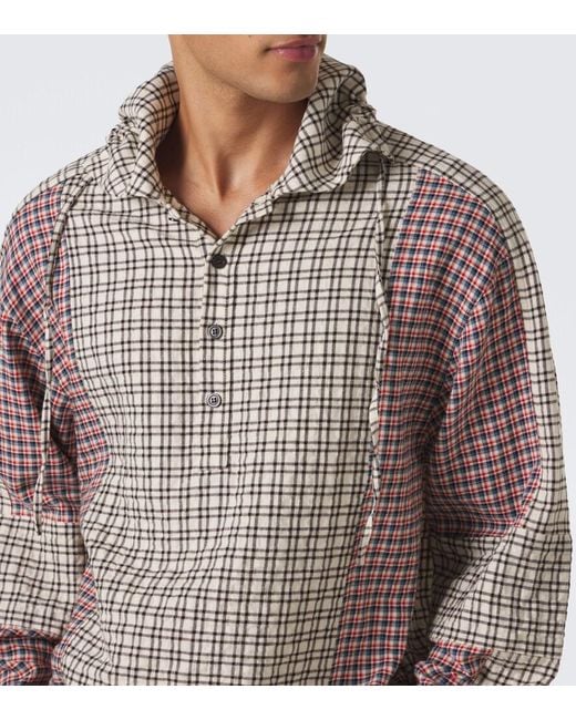 Dries Van Noten Natural Checked Cotton Shirt for men