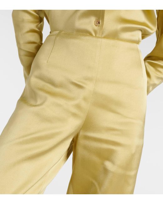 Totême  Yellow High-rise Satin Wide-leg Pants