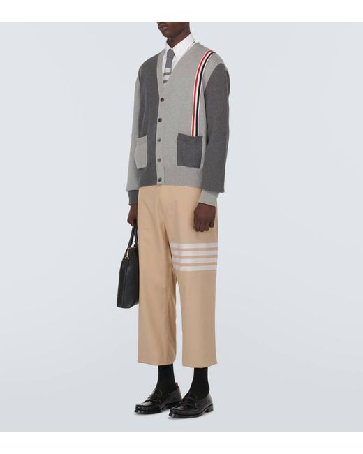 Thom Browne Cardigan RWB Stripe aus Baumwolle in Gray für Herren