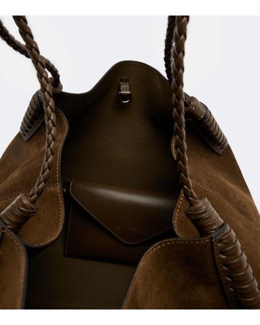 Etro Brown Libra Large Suede Tote Bag