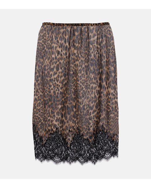Nili Lotan Brown Thea Animal-Print Silk Midi Skirt