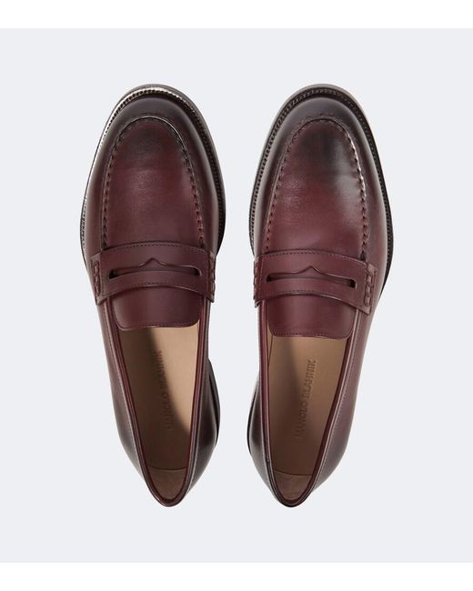 Manolo Blahnik Purple Perry Leather Penny Loafers for men