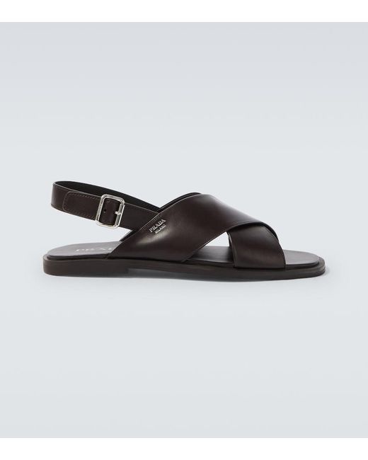 Prada Black Leather Sandals for men