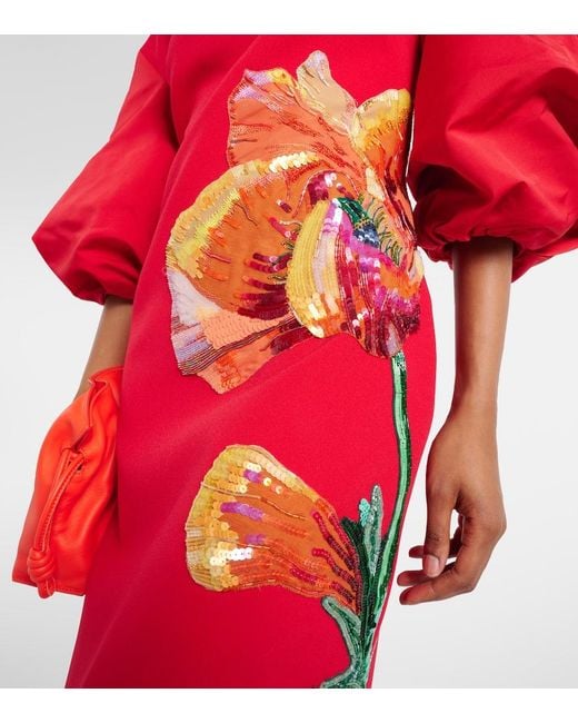 Safiyaa Amira Embroidered Floral Midi Dress