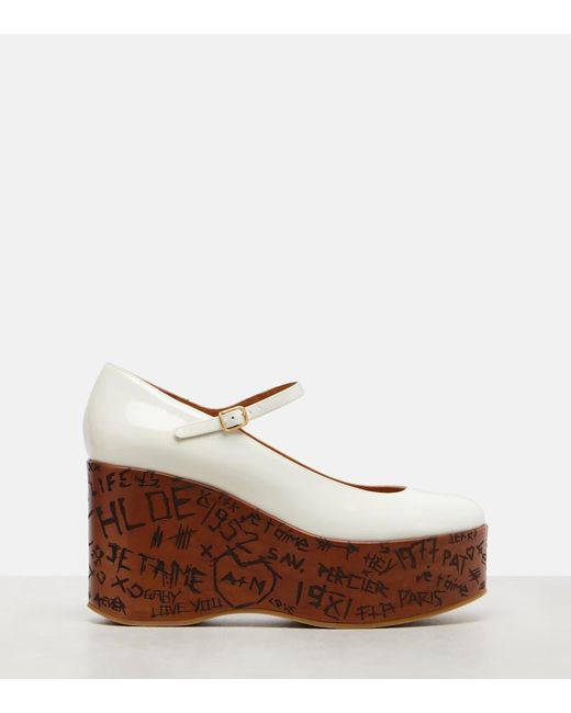 Chloé Brown Wedges Maxime Mary Jane Aus Leder