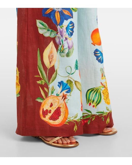 Pantalon Ample Dahlia En Lin A Fleurs ALÉMAIS en coloris Blue