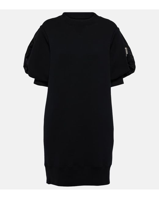 Vestido corto Sponge de mezcla de algodon Sacai de color Black