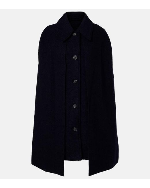 Totême  Blue Wool Boucle Cape