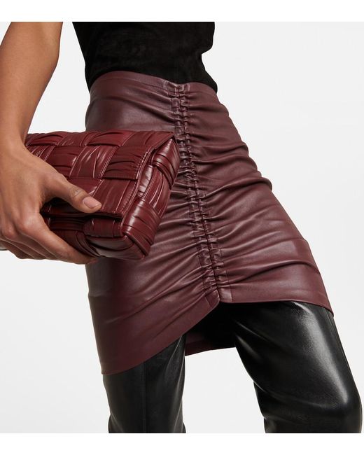 Stouls Purple Mouna Ruched Leather Miniskirt