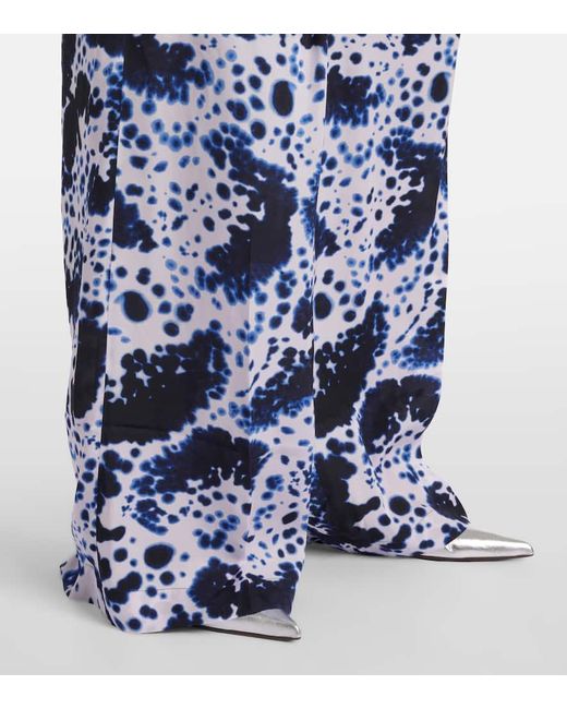 Pantaloni A Gamba Larga E Vita Alta di Dries Van Noten in Blue