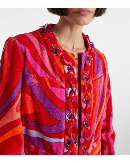 Emilio Pucci Red Jacke Marmo Aus Frottee
