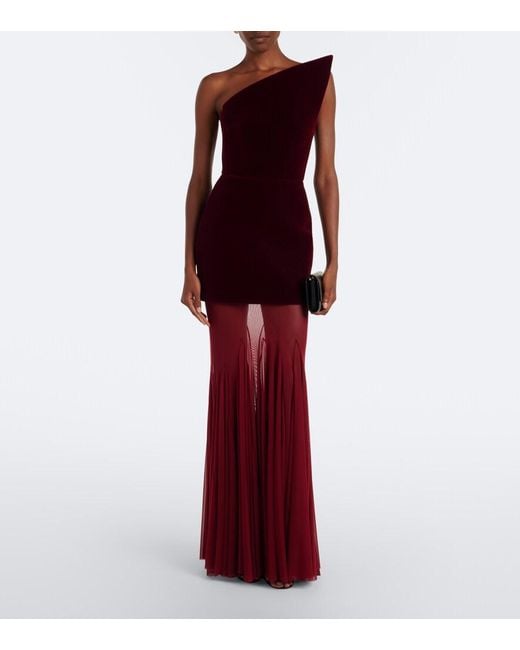 David Koma Red Velvet Gown