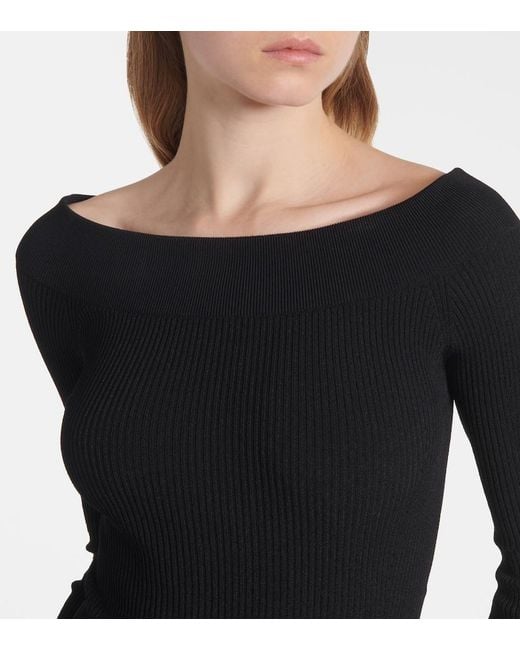Alaïa Black Off-Shoulder Catsuit