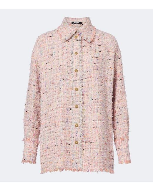 Balmain Pink Tweed Overshirt