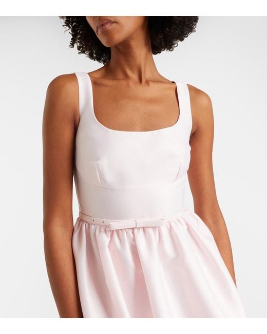 Self-Portrait Pink Belted Taffeta Midi Dress