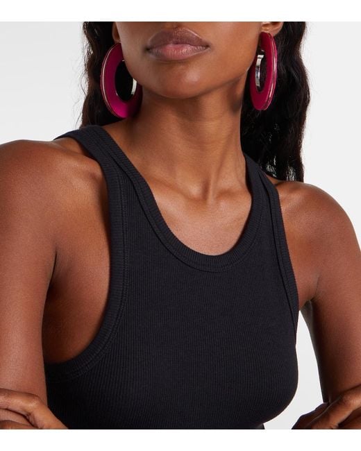 Alaïa Pink Leather-Trimmed Earrings