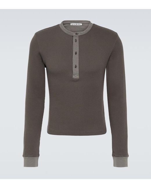 Acne Henley-Hemd aus Baumwolle in Gray für Herren