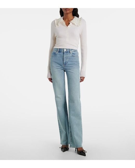 FRAME Blue Arrow High-Rise Bootcut Jeans