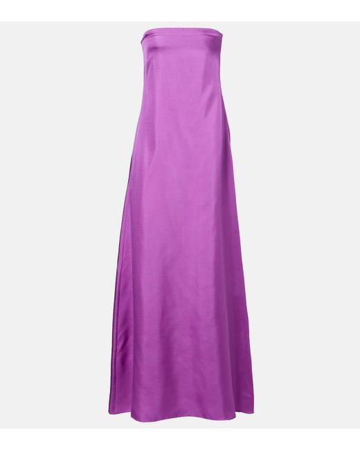 Christopher Esber Purple Strapless Silk Satin Gown