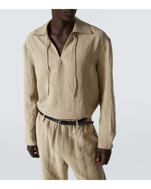 Commas Natural Tie-Neck Shirt for men