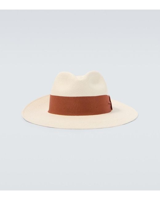 Frescobol Carioca White Rafael Straw Fedora for men