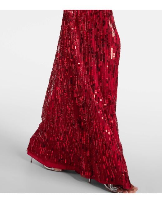 Robe longue Sungem a sequins Jenny Packham en coloris Red