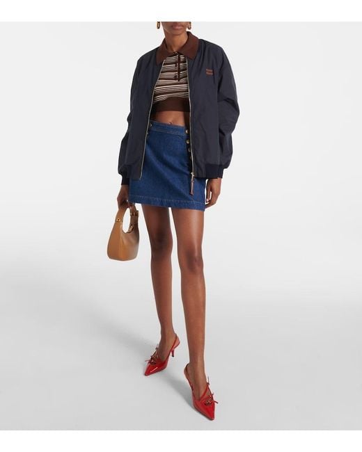 FRAME Blue Sailor Snap Denim Miniskirt