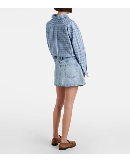 Minifalda De Denim Plisada FRAME de color Blue
