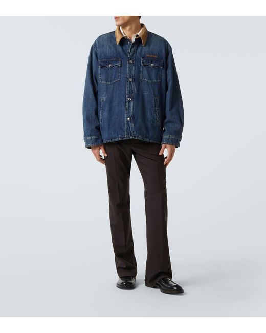 Chaqueta De Plumas De Denim Con Pana Miu Miu de hombre de color Blue